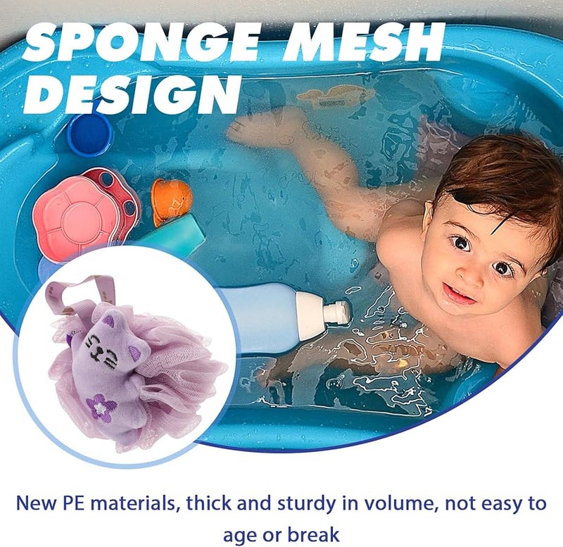 Cartoon Shower Loofah Sponge 2 Pack Purple Green Soft Exfoliating Body Scrubber - Image 3